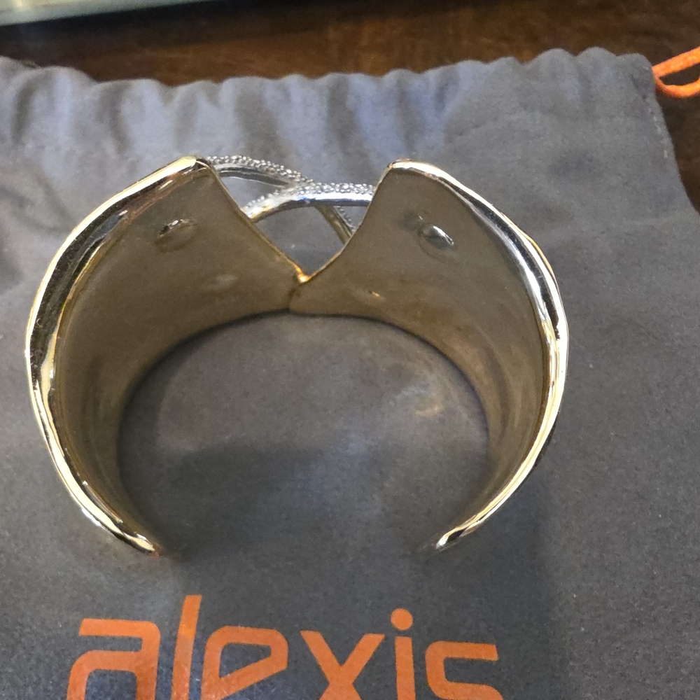 Alexis Bittar Gold Crystal X Cuff Bracelet - Picture 2 of 9